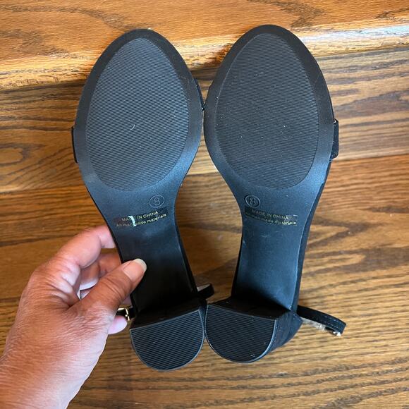 NWT Dream Pairs Black Suede Hi-Chunk High Heel Pump Sandals - SIZE 8 - Picture 8 of 13
